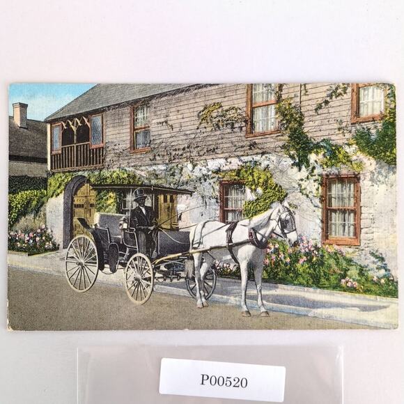 Horse Carriage The Old Timer St Augustine Florida 1940s Linen Postcard FL 1945 - Picture 1 of 2